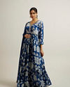 Blue Chinon Hand Embroidered Anarkali Suit